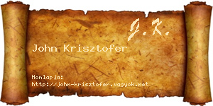 John Krisztofer névjegykártya